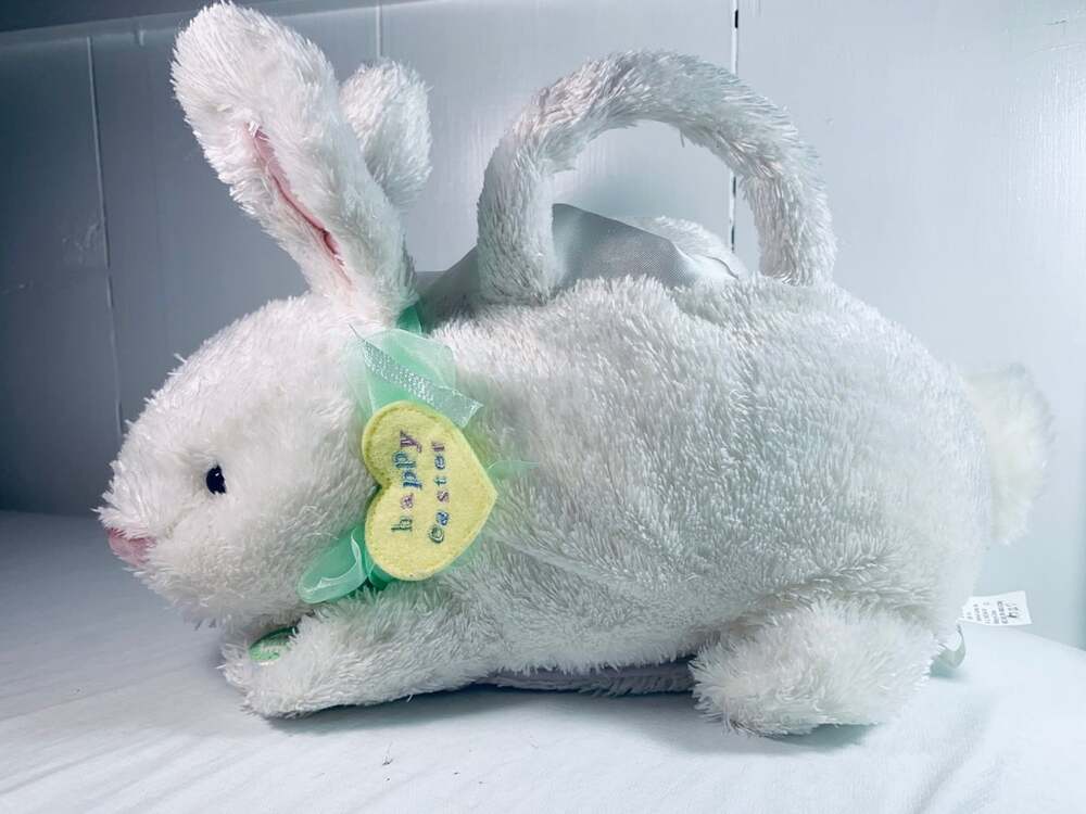 Hallmark Easter Basket Plush Bunny White Talks Stuffed Animal
